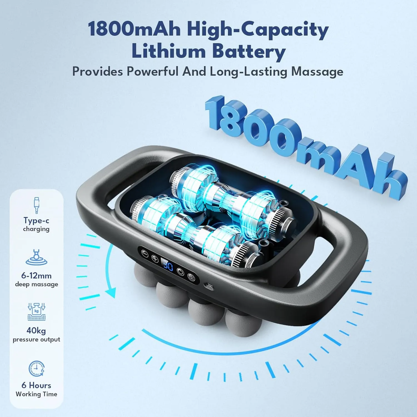 8 Head Massage Gun for Back, Shoulders, Legs,  & Muscle Pain Relief